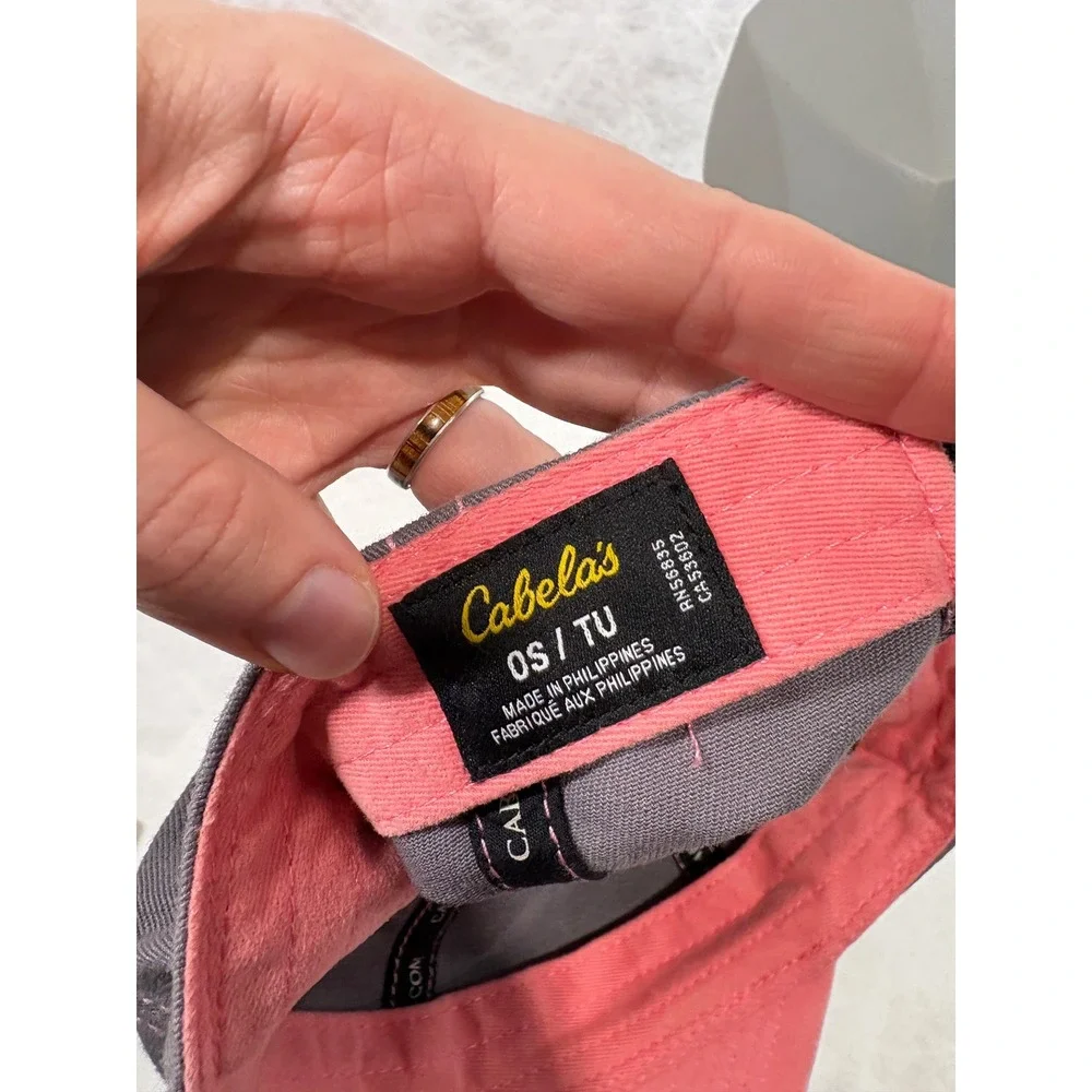 Cabelas Gray Pink‎ Embroidered Logo Baseball Cap Adjustable Hat Womens OSFM